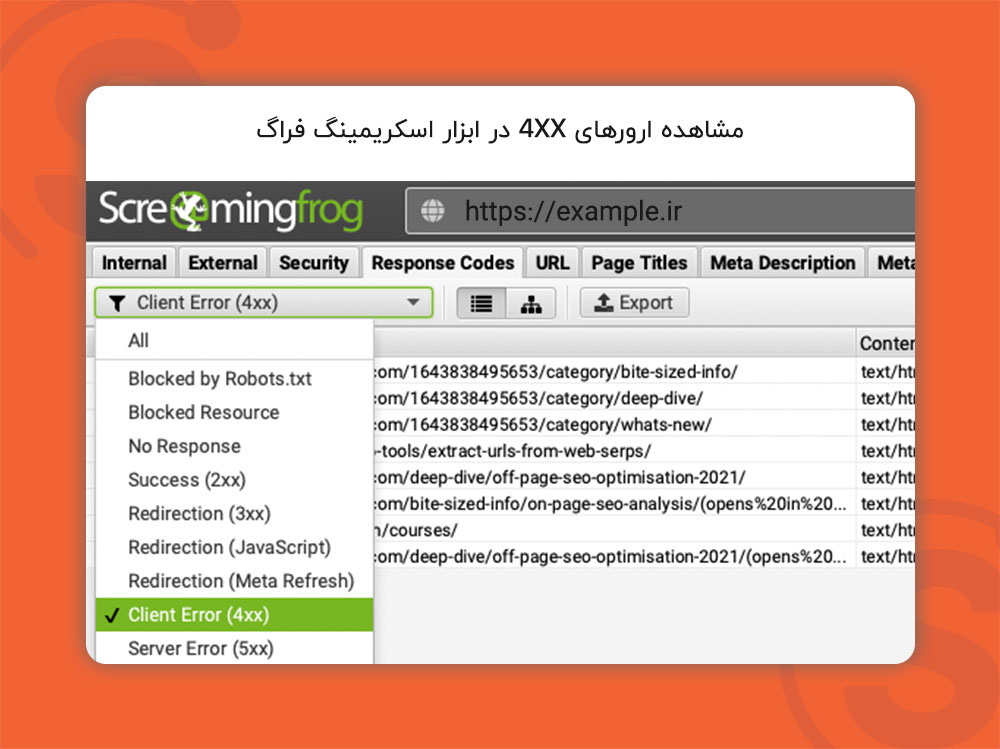 مشاهده ارورهای 4XX در ابزار اسکریمینگ فراگ