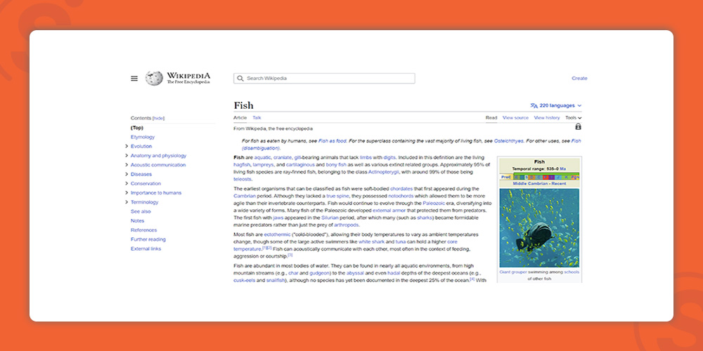 موجودیت ماهی در ویکی‌پدیا