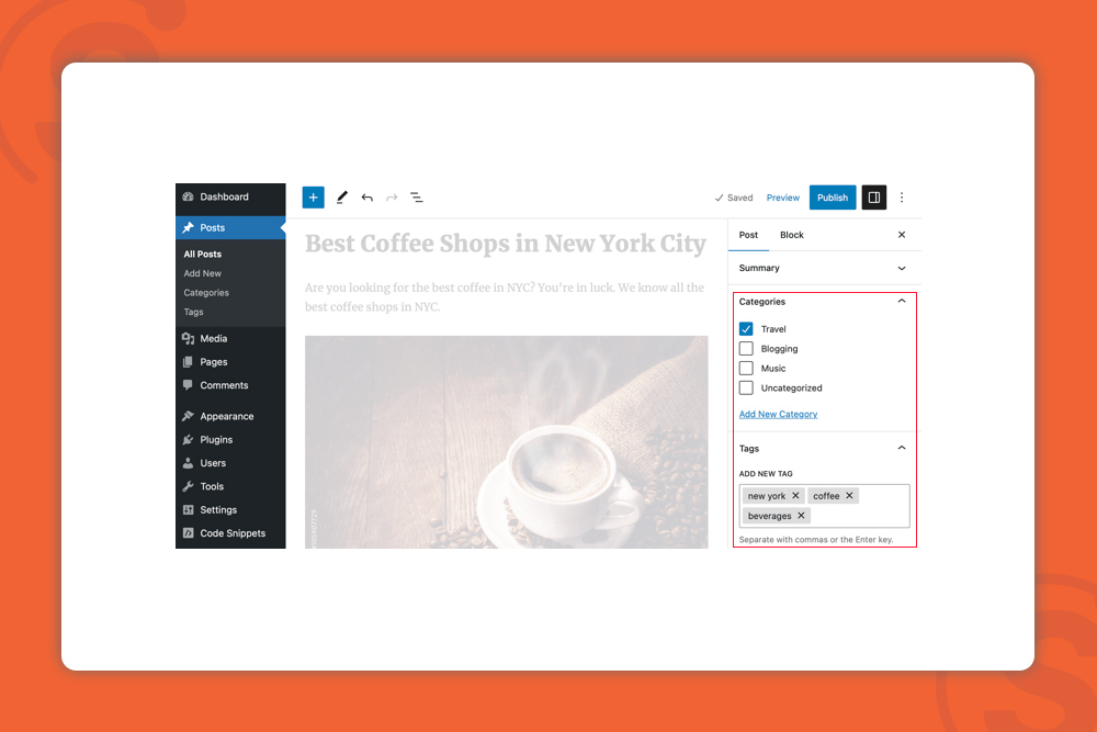 اضافه کردن کتگوری ها و تگ ها