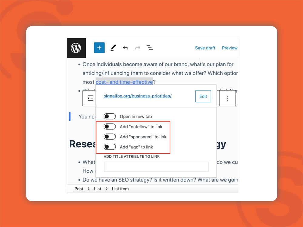 نحوه نوفالو کردن لینک اسپم